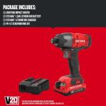 CRAFTSMAN 20V MAX Impact Driver Kit, 1/4 Inch, 2,800 RPM, LED Work light, Battery and Charger Included (CMCF800C1)