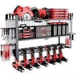 Wall-Mount Power Tool Organizer with 7 Drill Holders