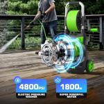 4800PSI Electric Pressure Washer- 4.0GPM High Power Washer with 33FT Hose Reel, 4 Spray Tips and Soap Bottle for Car Washing, Fence Cleaning, Patio Maintenance（Upgraded） (Green)