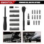 EMENTOL 189-Piece Impact Socket Set, 1/4" & 3/8" Drive Metric and SAE Sizes, CR-V Steel, Includes Deep & Shallow Sockets, Ratchets, Bits, Extensions, Spark Plug Socket & More, with Plastic Tool Case