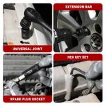 EMENTOL 189-Piece Impact Socket Set, 1/4" & 3/8" Drive Metric and SAE Sizes, CR-V Steel, Includes Deep & Shallow Sockets, Ratchets, Bits, Extensions, Spark Plug Socket & More, with Plastic Tool Case