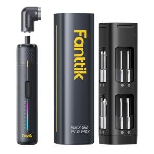 Fanttik S2 Pro Max Electric Screwdriver, Cordless Screwdriver Set, 7 Torque Settings, 0.5 to 6N.m, 16 Magnetic Bits, 1/4''Hex Shank, with Separate 90° Angle Adapter for Tight Space and Household DIY