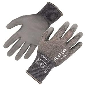 Ergodyne ProFlex 7044 Cut Resistant Work Gloves, ANSI A4, PU Coated Palms for Flexible No Slip Grip, Superior Fit and Feel, 18g, Touchscreen Capable, Gray, Large
