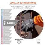 Ergodyne ProFlex 7044 Cut Resistant Work Gloves, ANSI A4, PU Coated Palms for Flexible No Slip Grip, Superior Fit and Feel, 18g, Touchscreen Capable, Gray, Large