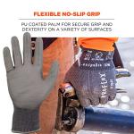 Ergodyne ProFlex 7044 Cut Resistant Work Gloves, ANSI A4, PU Coated Palms for Flexible No Slip Grip, Superior Fit and Feel, 18g, Touchscreen Capable, Gray, Large