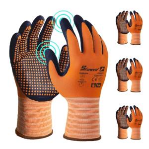 Schwer 3 Pairs Safety Work Gloves Micro-Foam Nitrile Coated, Level 4 Abrasion Resistant Nylon Working Gloves with Micro Dot Grip, Touchscreen, Used for General Use, Gardening, Mechanic, LT5619, L