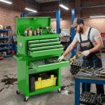 Dawmilon Tool Chest, 8-Drawer Rolling Tool Storage Cabinet with Wheels, Detachable Top Tool Box, and Locking Mechanism, Metal Tool Cart with Liner and 6 Hooks for Garage, Workshop, Green
