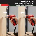 25-Piece Electric Screwdriver Set - Cordless Drill with LED Work Light, Automatic Spindle Lock, and Screw Driver Bits by Stalwart (Red)