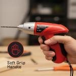 25-Piece Electric Screwdriver Set - Cordless Drill with LED Work Light, Automatic Spindle Lock, and Screw Driver Bits by Stalwart (Red)