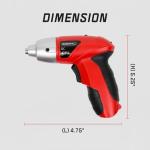 25-Piece Electric Screwdriver Set - Cordless Drill with LED Work Light, Automatic Spindle Lock, and Screw Driver Bits by Stalwart (Red)