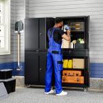 Yizosh Rolling Metal Garage Storage Cabinet with Lockbox