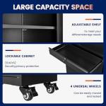 Yizosh Rolling Metal Garage Storage Cabinet with Lockbox