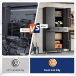 Yizosh Rolling Metal Garage Storage Cabinet with Lockbox