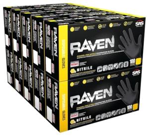 Raven SAS 66518 6 Mil Black Nitrile Gloves - Large