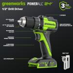 Greenworks 24V Cordless Brushless 400 in-lbs Drill/Driver+1950 in-lbs Impact Driver Combo,High Torque, Lightweight, (2) 2.0Ah USB-C Batteries(12,000mAh Power Bank) and 65W USB-C Fast Charger(3-Port)
