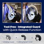 DongCheng 9.2 Amp Power Angle Grinders, 4-1/2 in., 11800RPM, Tool-Free Guard, Electric Metal Grinder Tool, Small Corded Angle Grinder, Paddle Switch, Shockproof Handle for Cutting, Grinding, Polishing