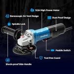 DongCheng 9.2 Amp Power Angle Grinders, 4-1/2 in., 11800RPM, Tool-Free Guard, Electric Metal Grinder Tool, Small Corded Angle Grinder, Paddle Switch, Shockproof Handle for Cutting, Grinding, Polishing