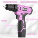 Pink Cordless Drill Set with Battery and Charger