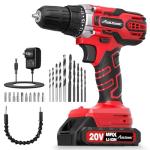 AVID POWER 20V Power Drill Set, Cordless Drill Set with Battery and Charger, 2 Variable Speed, 3/8-Inch Keyless Chuck, 19 Position and 22pcs Bits