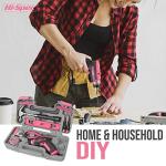 Hi-Spec 35-Piece Tool Kit with 3.6V USB Small Electric Screwdiver Set, Pink Drill Set for Women, Tool Kit for Home