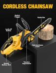14 Inch Brushless Electric Chainsaw Cordless for Dewalt 20V Battery, Compact Chain Saw with Auto Oiler, Low Kickback, Battery Powered Chainsaw for Tree Trimming, Storm Clean-Up, Wood Cutting, Pruning