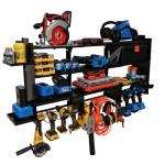 Large Power Tool Organizer Wall Mount, With Attachable Shelves - Garage Storage System, Heavy Duty 4-Tier Rack Holds 12 Drills – Screw Holder Accessories, Utility Shelf for Workshop Organization