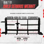 Large Power Tool Organizer Wall Mount, With Attachable Shelves - Garage Storage System, Heavy Duty 4-Tier Rack Holds 12 Drills – Screw Holder Accessories, Utility Shelf for Workshop Organization