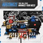 Large Power Tool Organizer Wall Mount, With Attachable Shelves - Garage Storage System, Heavy Duty 4-Tier Rack Holds 12 Drills – Screw Holder Accessories, Utility Shelf for Workshop Organization