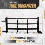 Large Power Tool Organizer Wall Mount, With Attachable Shelves - Garage Storage System, Heavy Duty 4-Tier Rack Holds 12 Drills – Screw Holder Accessories, Utility Shelf for Workshop Organization