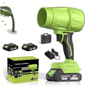 990,000 RPM 21V Cordless Leaf Blower with 2×6.0Ah Batteries - Handheld Electric Blower for Patio Cleaning, Car Drying, Leaves and Dust,Universal
