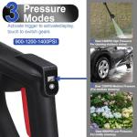 Duoguto 1400 PSI Cordless Pressure Washer Battery Powered, Portable Handheld Power Washer with 2×4.0Ah 21V Batteries, 3 Pressure Modes, 6-in-1 Nozzle & Foam Cannon for Car