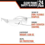 Malta Dynamics Clear Safety Glasses 12 PK – ANSI Z87+ Rated Eye Protection Glasses for Construction, Manufacturing, and Industrial Safety, Scratch-Resistant, Lightweight Protective Eyewear