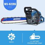 62cc Gas Chainsaws 20 Inch Bar Power Chain Saws, Gas Powered Chainsaw 2 Stroke Handed Petrol Gasoline Chain Saw for Cutting Wood Outdoor Garden Farm Home Use with Tool Kit(6220G)
