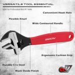 Adjustable Wrench Set Pipe Spanner: 6" 8" 10" Wide Jaw Black Oxide Wrench With Cushion Grip, Laser Marked Metric & SAE Scales, CR-V Steel for Professional