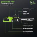 Greenworks 40V 16" Cordless Brushless Chainsaw
