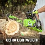 Greenworks 48V (2 x 24V) 14" Brushless Cordless Chainsaw (Great For Tree Felling, Limbing, Pruning, and Firewood / 125+ Compatible Tools), (2) 4.0Ah Batteries and Dual Port Rapid Charger Included