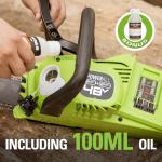Greenworks 48V (2 x 24V) 14" Brushless Cordless Chainsaw (Great For Tree Felling, Limbing, Pruning, and Firewood / 125+ Compatible Tools), (2) 4.0Ah Batteries and Dual Port Rapid Charger Included
