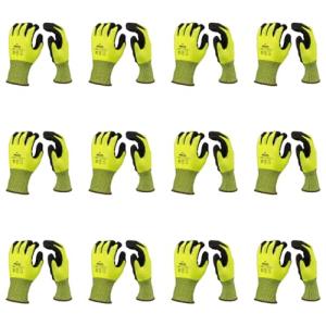 Malta Dynamics Safety Work Protective Gloves – Mens Work Gloves with ANSI Cut Level A5 Protection, Touchscreen Compatible, OSHA and ANSI Compliant (Large, 12 Pair)