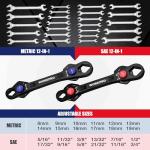 WORKPRO 2-Piece 12-in-1 Universal Adjustable Wrench Set, 8-19mm Metric & 5/16"-3/4" SAE Multi-Size Wrenches with Heat-Treated Cr-Mo Steel, ASME Standard, Multi-Position Head, for Home, Workshop, DIY