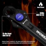 WORKPRO 2-Piece 12-in-1 Universal Adjustable Wrench Set, 8-19mm Metric & 5/16"-3/4" SAE Multi-Size Wrenches with Heat-Treated Cr-Mo Steel, ASME Standard, Multi-Position Head, for Home, Workshop, DIY