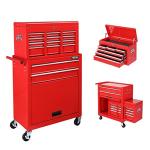 TUFFIOM 8-Drawer Rolling Tool Chest, Wheeled Tool Storage Cabinet w/Detachable Top, Drawers & Side Hooks, Mechanic Tool Organizer Box for Garage Warehouse Repair Shop