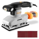 2.2 Amp 1/3 Sheet Palm Sander for Woodworking, Variable Speed up to 26,000 OPM, Corded Electric Sheet Finishing Sander with 15 pcs Sandpaper and Dust Box for Wood Polishing Sanding