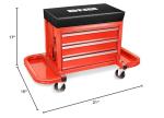 DNA Motoring TOOLS-00261 3-Drawer Tool Chest Rolling Mechanic Seat with Tool Trays,350lbs Max Weight Capacity,Red