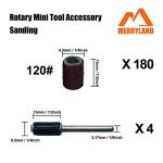 Merryland Drum Sander Sanding Band for Dremel 184pcs, 120# 1/4" Sanding Sleeve 180pcs and Mandrel 4pcs Rotary Tool, Electric Power Tool Accessory DIY, RMTA184C4