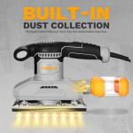 2.2 Amp 1/3 Sheet Palm Sander for Woodworking, Variable Speed up to 26,000 OPM, Corded Electric Sheet Finishing Sander with 15 pcs Sandpaper and Dust Box for Wood Polishing Sanding