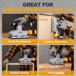 2.2 Amp 1/3 Sheet Palm Sander for Woodworking, Variable Speed up to 26,000 OPM, Corded Electric Sheet Finishing Sander with 15 pcs Sandpaper and Dust Box for Wood Polishing Sanding