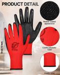Nuogo 48 Pairs Gardening Gloves for Men Women Rubber Coated Safety Work Gloves Bulk for Gardening Construction Work(Red, Black)