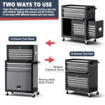 8-Drawer Tool Chest with Wheels,42'' Rolling Tool Chest Heavy Duty,Detachable Top Tool Box,Tool Cabinet with Hooks,Liners,Tray Divider,Rolling Tool Box for Garage Storage, Workshop,Warehouse,Black