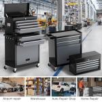 8-Drawer Tool Chest with Wheels,42'' Rolling Tool Chest Heavy Duty,Detachable Top Tool Box,Tool Cabinet with Hooks,Liners,Tray Divider,Rolling Tool Box for Garage Storage, Workshop,Warehouse,Black