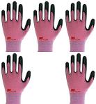 Lightweight Nitrile Work Gloves Supegrip200, 3D Comfort Stretch Fit, Durable Power Grip Foam Coated, Smart Touch, Thin Machine Washable, 5 Pairs Pack (Small, Pink)